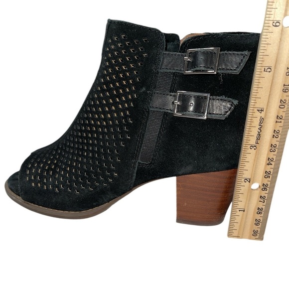 Vionic Women's Booties Size 7 Black Suede "Aloft Chryssa" Open Toe Side Zip - Picture 9 of 11